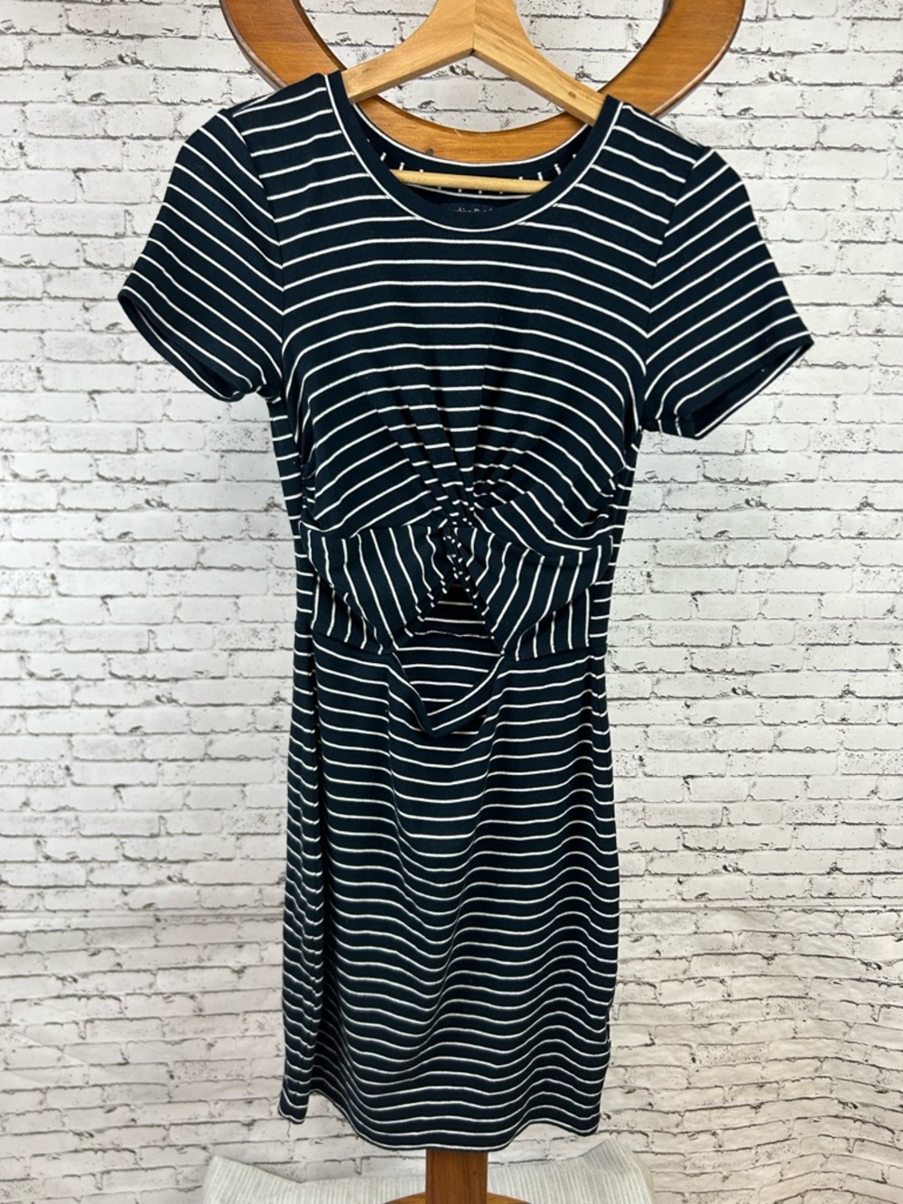 Abercrombie & Fitch | Black and White Striped Twist-Front Mini Dress size S